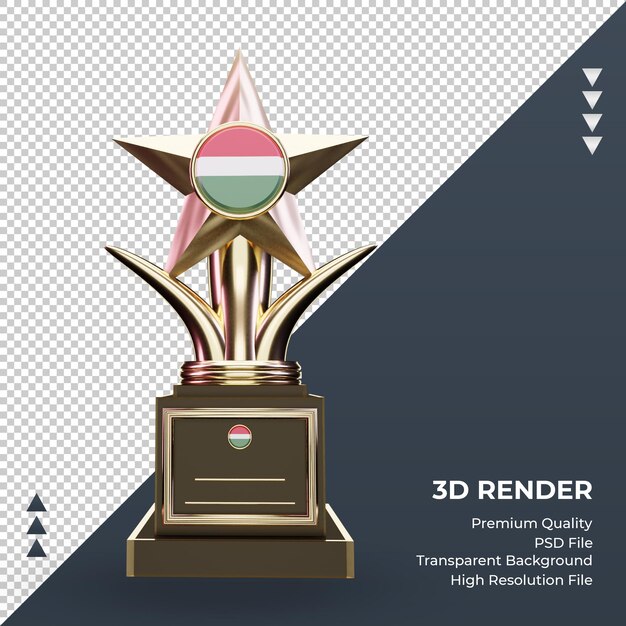 3d troféu bandeira da hungria renderizando vista frontal