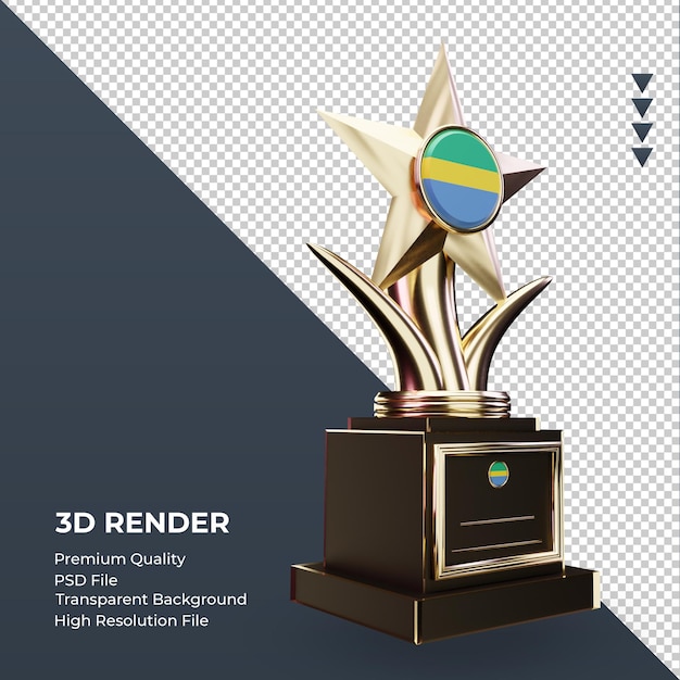 3d troféu bandeira do gabão renderizando vista esquerda