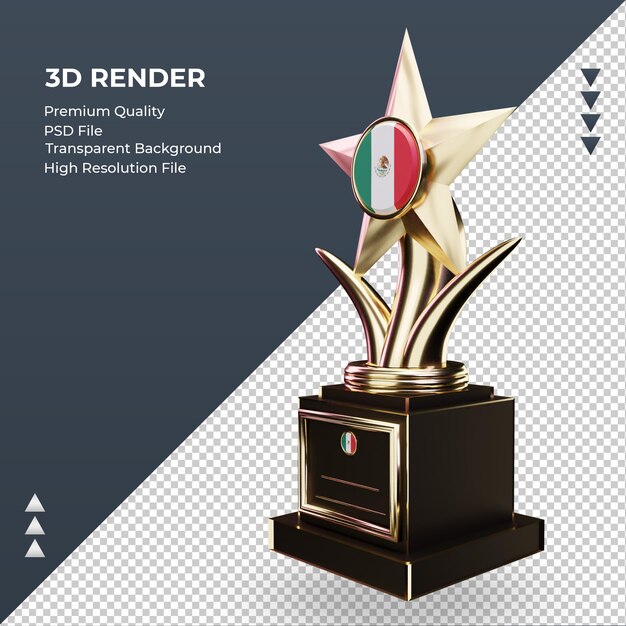 3d troféu bandeira do méxico renderizando vista direita