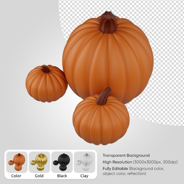 3D trois citrouilles