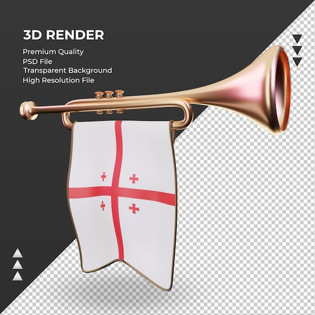 3D-Trompete-Georgien-Flagge, die rechte Ansicht rendert