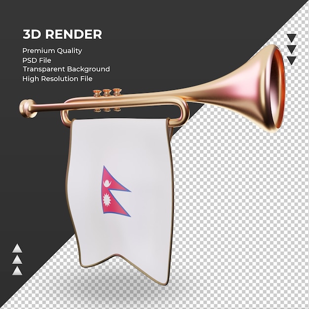 3D-Trompete-Nepal-Flagge, die rechte Ansicht rendert
