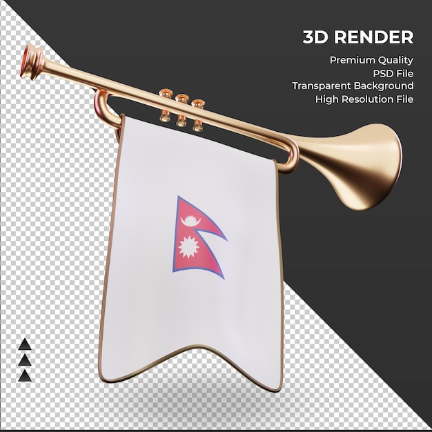 3D-Trompete Nepal Flagge Rendering linke Ansicht