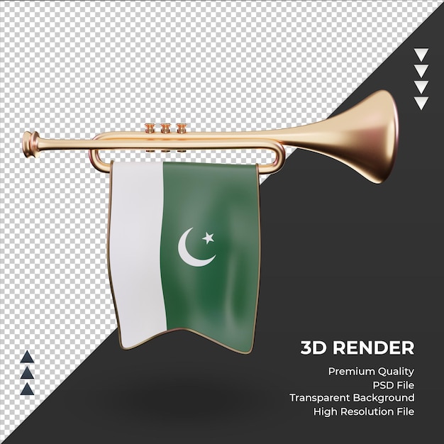 PSD 3d-trompete pakistan flagge rendering vorderansicht