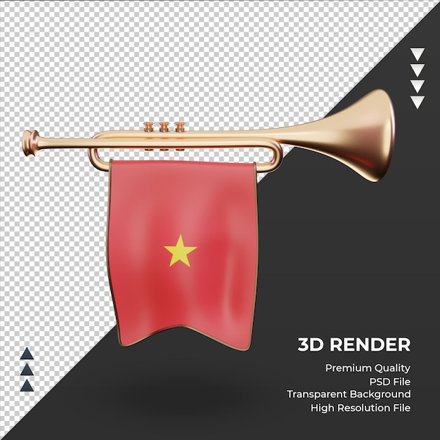 PSD 3d-trompete vietnam flagge rendering vorderansicht