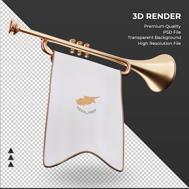 3D-Trompete Zypern Flagge Rendering linke Ansicht
