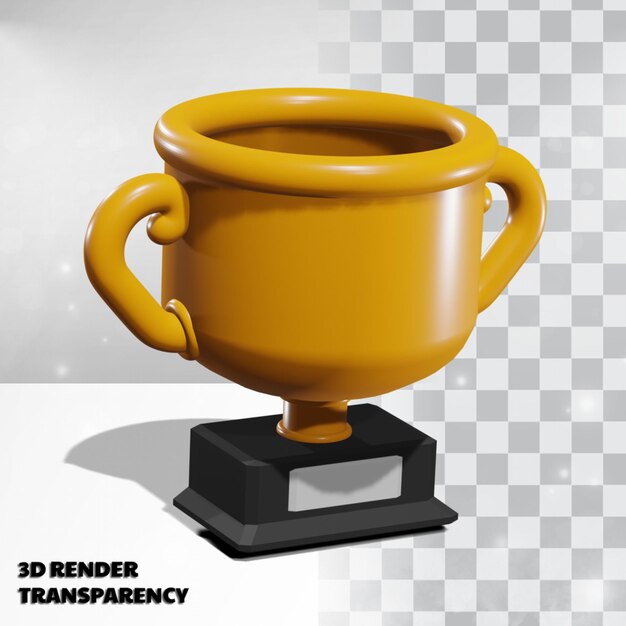 3d-trophäe mit transparenz-rendering-modellierung premium psd