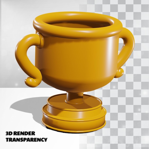 3d-trophäe mit transparenz-rendering-modellierung premium psd