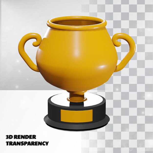 3D-Trophäe mit Transparenz-Rendering-Modellierung Premium Psd