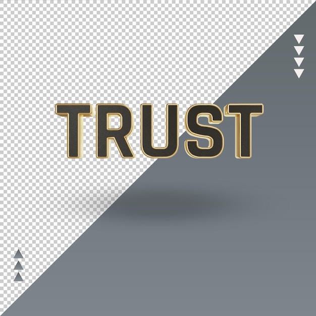 PSD 3d trust schwarzgold textwiedergabe vorderansicht