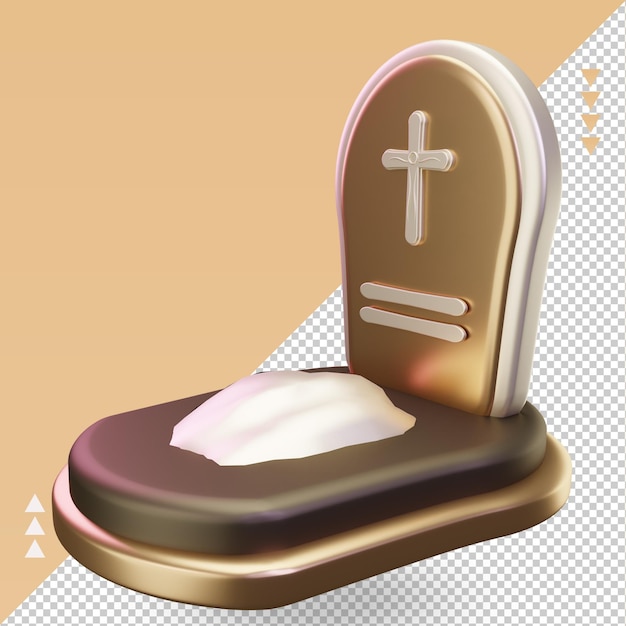 PSD 3d tumba icono de pascua renderizado vista derecha