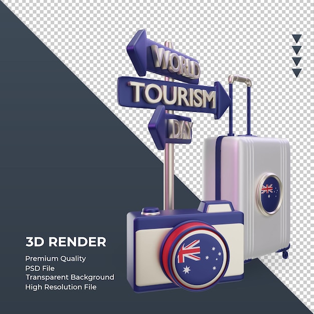 PSD 3d turismo día australia bandera renderizado vista izquierda