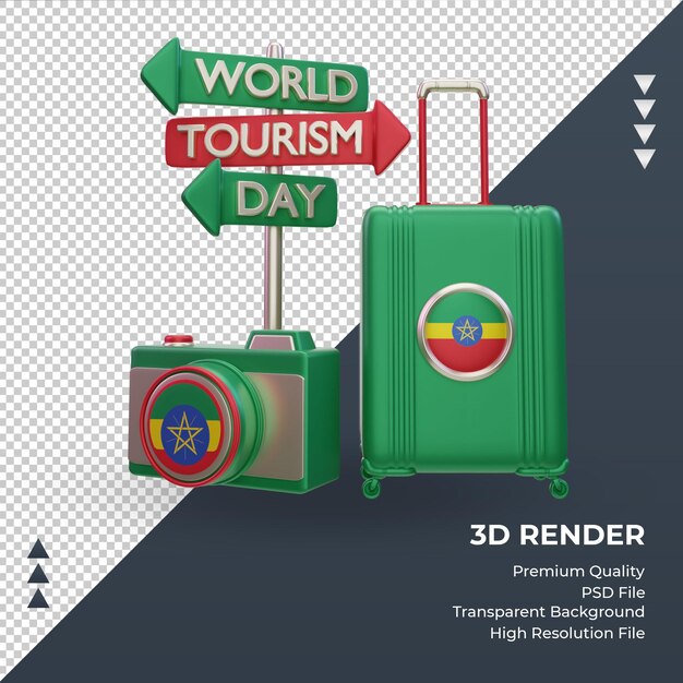 PSD 3d turismo dia bandeira da etiópia renderização vista frontal