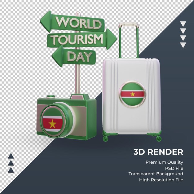 3d turismo dia bandeira do suriname renderização vista frontal