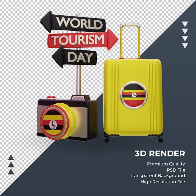 3d turismo dia bandeira uganda renderização vista frontal