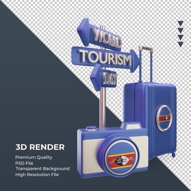 PSD 3d turismo día eswatini bandera renderizado vista izquierda