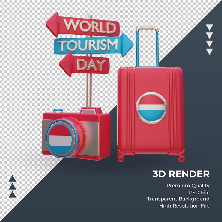 PSD 3d turismo día luxemburgo bandera renderizado vista frontal