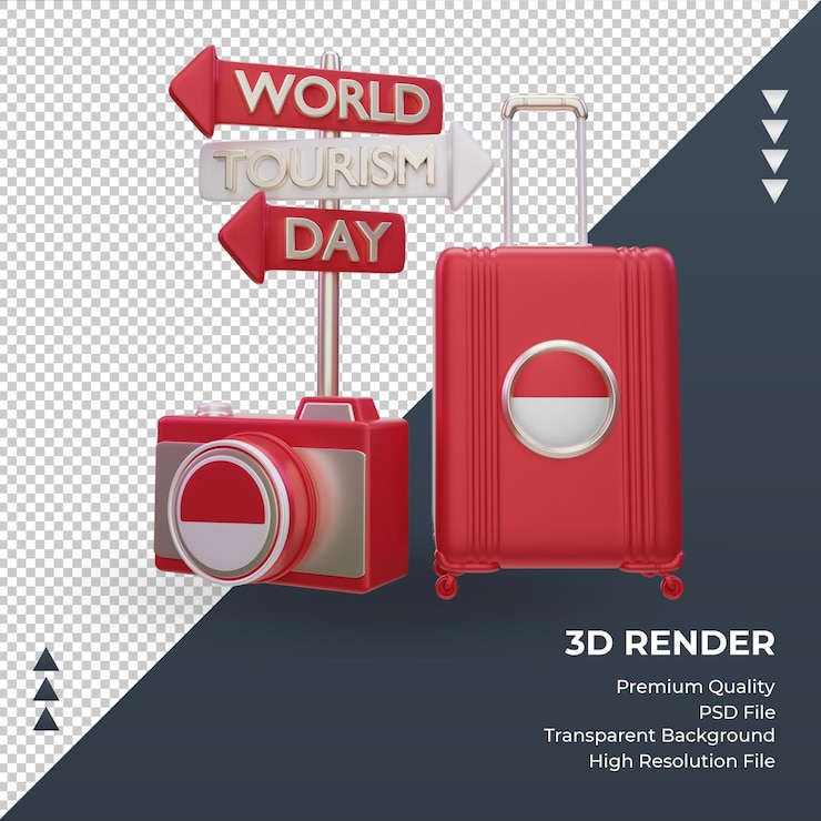 PSD 3d turismo día mónaco bandera renderizado vista frontal