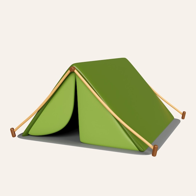 PSD 3d turista acampamento tenda caminhadas e aventura ícone isolado em fundo branco 3d renderização ilustração clipping caminho