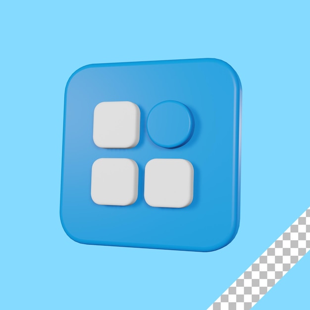 3D übertragen blaues Menü-App-Symbol mit transparentem Hintergrund