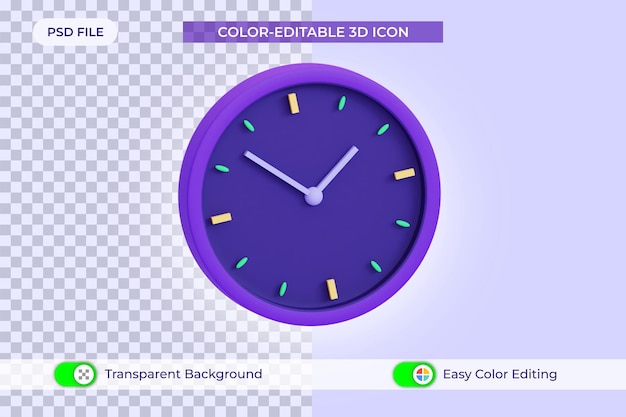 3D-Uhr isoliertes Cartoon-Icon-Design