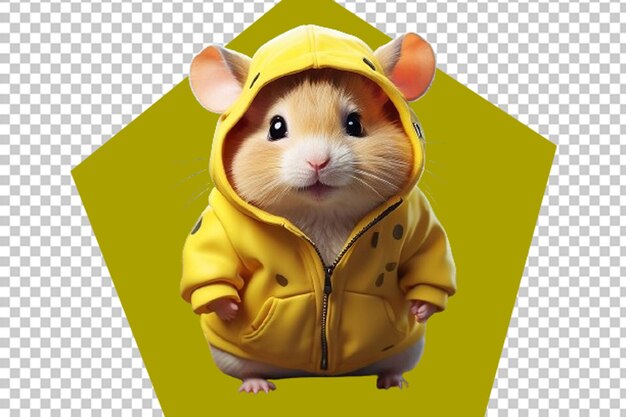 3d-ultra-details eines niedlichen hamsters, der eine gelbe jacke trägt