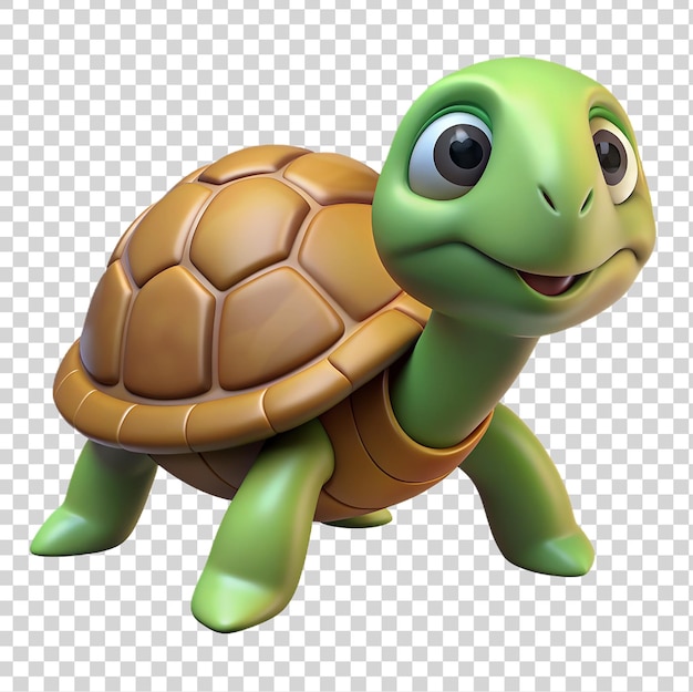 PSD 3d uma pequena tartaruga bonita isolada em fundo transparente