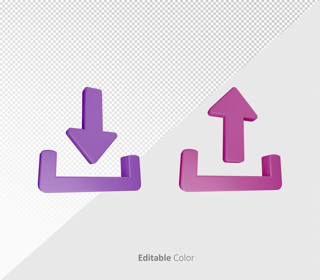 3d upload download bundle psd template with editable color