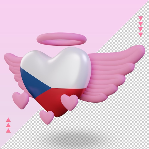 3d valentine amam a bandeira da república checa renderizando a vista direita