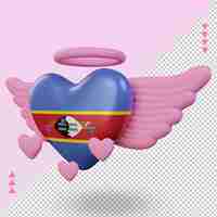 PSD 3d valentine amor bandeira eswatini renderizando a vista direita