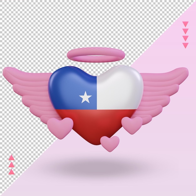 PSD 3d, valentine, amor, chile, bandera, interpretación, vista delantera