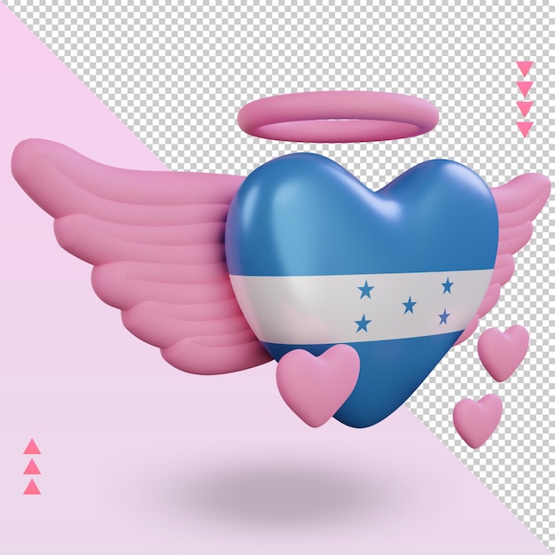 PSD 3d valentine amor honduras bandera renderizado vista izquierda