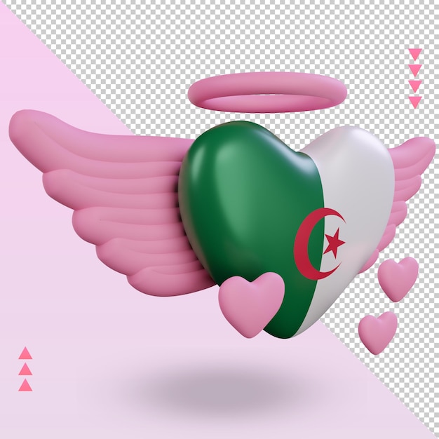 3d, Valentine, Amour, Algérie, Drapeau, Rendu, Vue Gauche