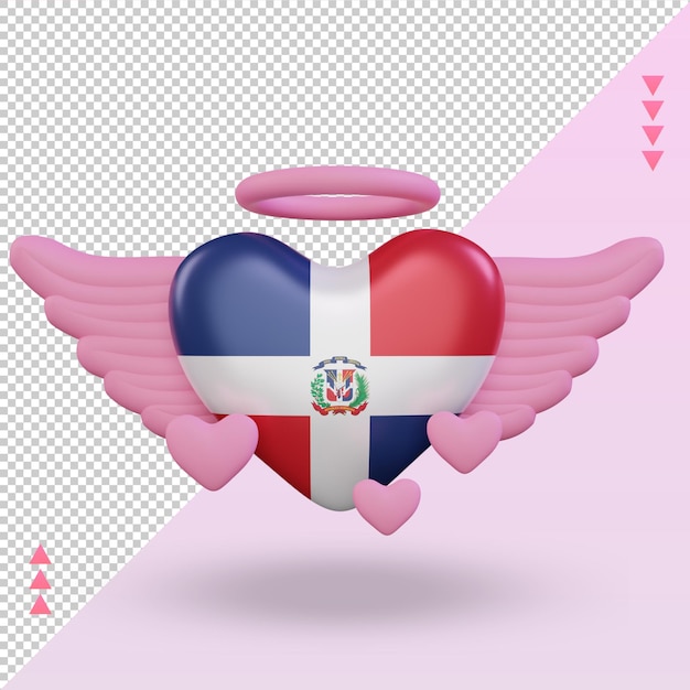 PSD 3d, valentine, amour, dominicaine, drapeau, rendu, vue frontale