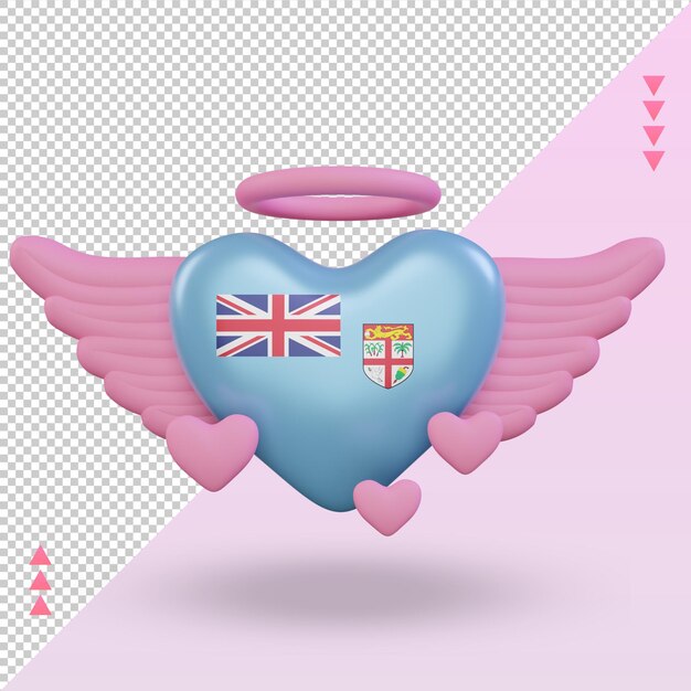 3d, Valentine, Amour, Fidji, Drapeau, Rendu, Vue Frontale