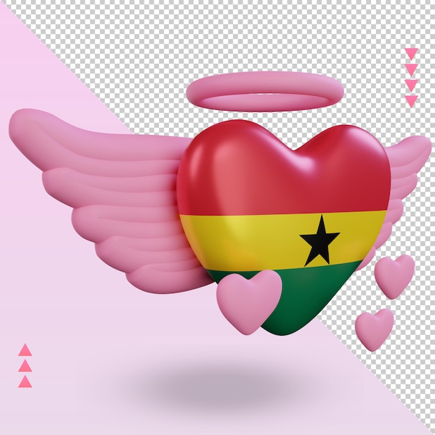 3d, Valentine, Amour, Ghanéen, Drapeau, Rendu, Vue Gauche