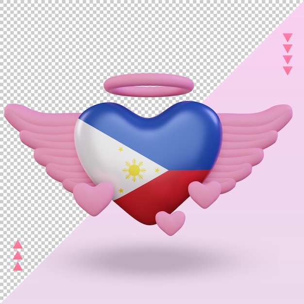 3d, Valentine, Amour, Philippines, Drapeau, Rendu, Vue Frontale