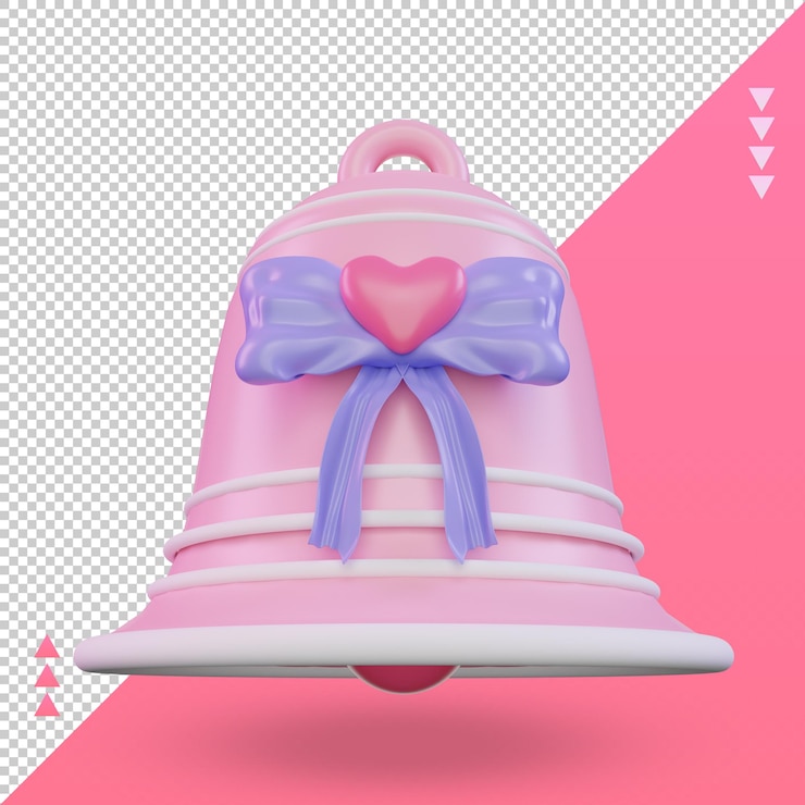 PSD 3d valentine day bell amor icono representación vista frontal