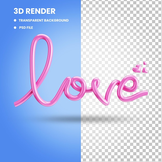 PSD 3d valentine especial concepto de ilustración representación amor letras tipografía