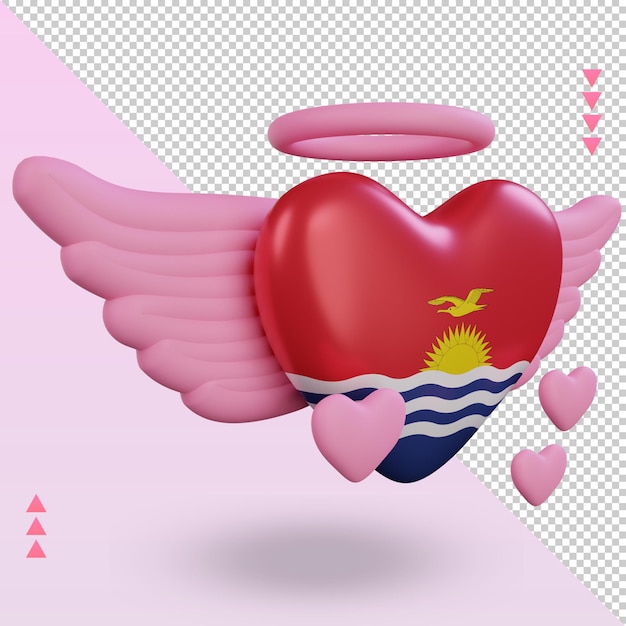 3d-valentine-liebe kiribati-flagge, die die linke ansicht wiedergibt