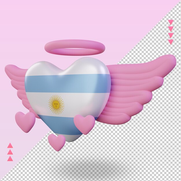 3d valentine love Argentine drapeau rendu vue de droite