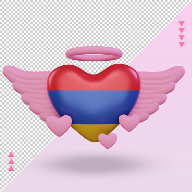 3d valentine love armenia flag rendering vista frontal