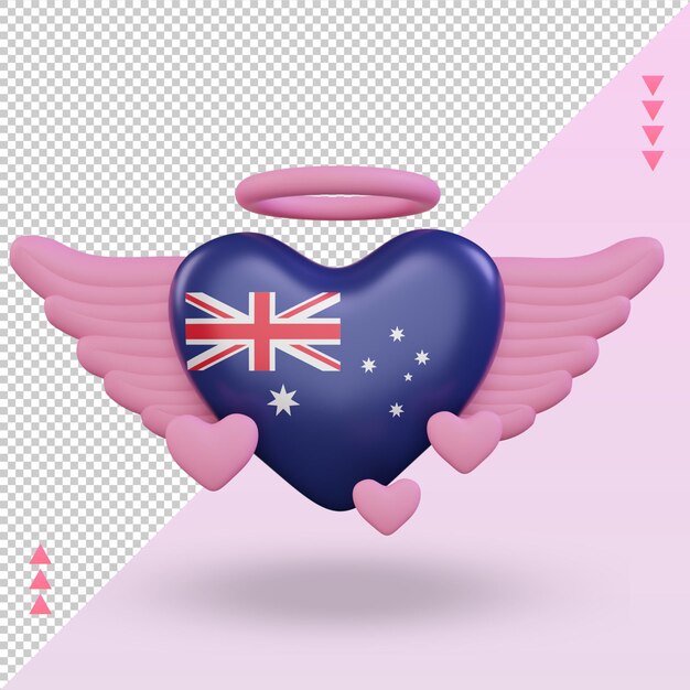 3d Valentine Love Australie Drapeau Rendu Vue De Face