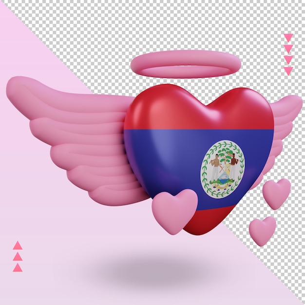 3d valentine love belice flag rendering vista izquierda