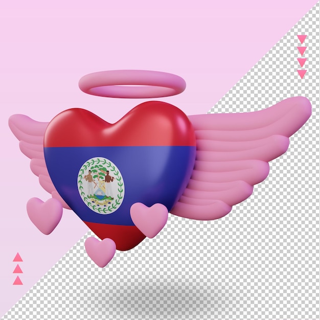 PSD 3d valentine love belice flag renderizado vista derecha