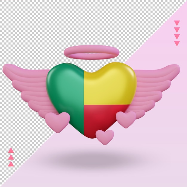 3d valentine love benin flag rendering vista frontal