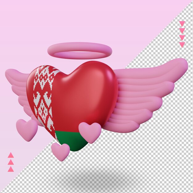 PSD 3d valentine love bielorrusia bandera renderizado vista derecha