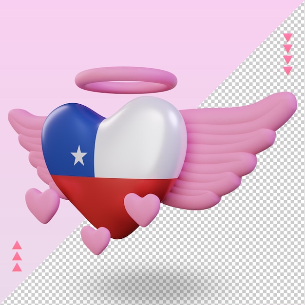 3d Valentine Love Chili Flag Rendu Vue Droite