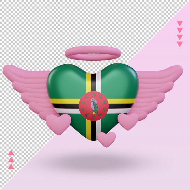 PSD 3d valentine love dominica bandeira renderizando vista frontal