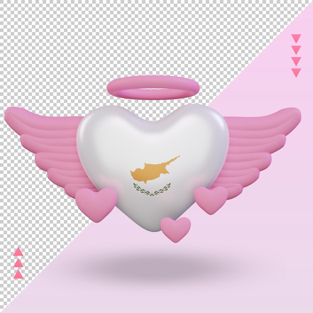 3d Valentine Love Drapeau Chypriote Rendu Vue De Face